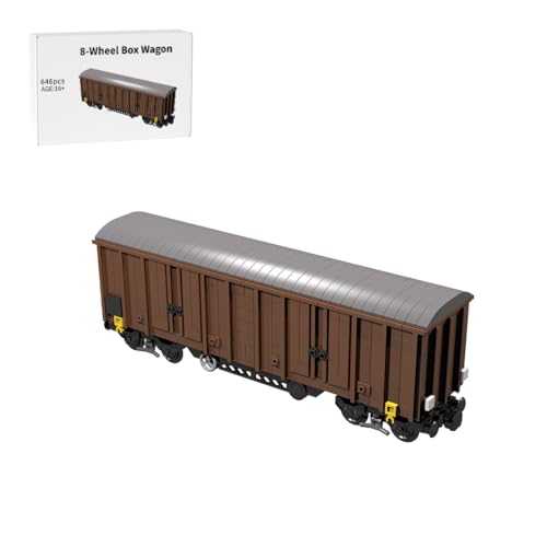 ExPrismarx Zug Bausteine Set, 646 Teile 8-Rad-Kastenwagen Klemmbausteine Bausatz, Kreatives Geschenke Ornament für Jungen & Erwachsene, MOC-97882 von ExPrismarx