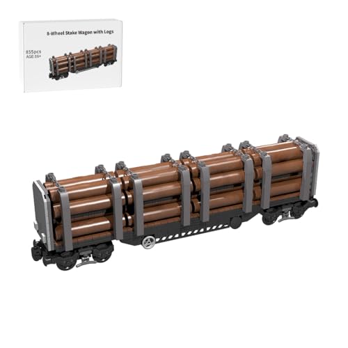 ExPrismarx Zug Bausteine Set, 855 Teile 8-Rad-Pritschenwagen mit Holzstämmen Klemmbausteine Bausatz, Kreatives Geschenke Ornament für Jungen & Erwachsene, MOC-95267 von ExPrismarx