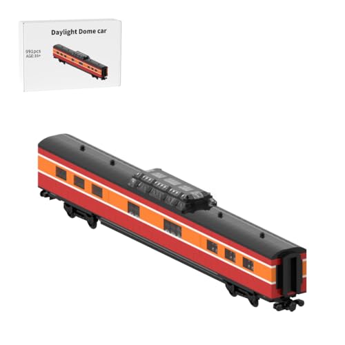 ExPrismarx Zug Bausteine Set, 991 Teile Tageslicht-Kuppelwagen Klemmbausteine Bausatz, Kreatives Geschenke Ornament für Eisenbahnliebhaber, MOC-208494 von ExPrismarx