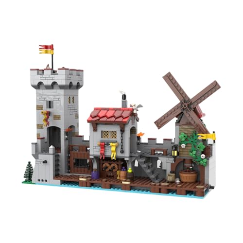 Mittelalterliche Bauklötze, 1254 Teile Architektur am Meer DIY Bausatzset Klemmbausteine Haus Set, Geschenke Ausstellungsstück für Mädchen und Jungen, MOC-206939 von ExPrismarx