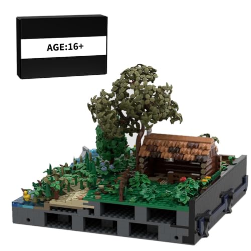 Mittelalterliche Bausteinset, 1653 Teile Landschaft mit Bäumen Schafstall Submodul Klemmbausteine Set für Mittelalterliche Burg Modell, Geschenke Ausstellungsstück für Erwachsene und Jungen von ExPrismarx