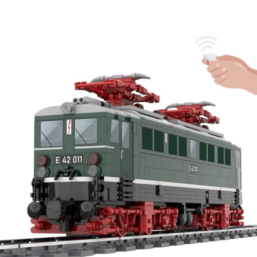 Zug Bausteine Set, 1375 Teile Elektrolokomotive E42 (Holzroller) Klemmbausteine Bausatz mit Geschwindigkeitsregelung, Geschenke Ausstellungsstück für Jungen & Erwachsene (Dynamische Version) von ExPrismarx