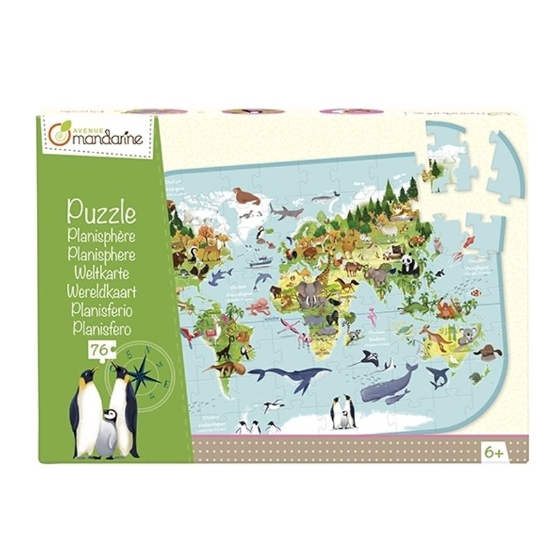 Puzzle, Weltkarte 27x5,5x18,5cm (Kinderpuzzle) von ExaClair