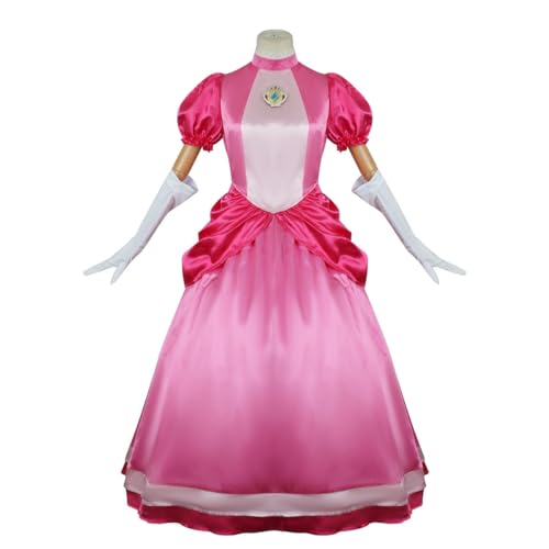 ExaRp Marios Prinzessin Peachs Anime Club Kleid Mädchen Verkleidung Anime Cosplay Kostüm für Party Halloween von ExaRp