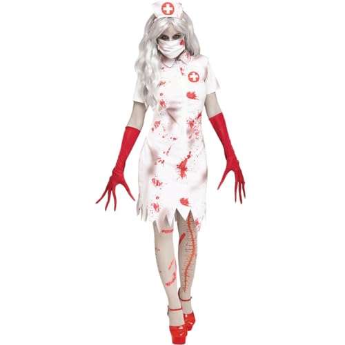 ExaRp Zombie-Krankenschwester-Kostüm, Cosplay, Zombie, gefälschter Blutfleck, weiblich, Anime-Club-Kleid, Mädchen, Kostüm, Anime-Cosplay-Kostüm für Party, Halloween von ExaRp