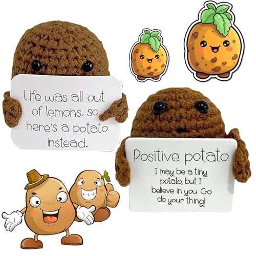 Exbrith 2 Stücke Mini Plüsch Gestrickt, mit Positiver Energiekarte, Pocket Hug Positive Kartoffel, Lustige Geschenk für Freund Freundin Familie Freund Patient, Mutmacher Geschenk Abscheidgeschenk Exbrith 2 Stücke Mini Plüsch Gestrickt, mit Positiver Energiekarte, Pocket Hug Positive Kartoffel, Lustige Geschenk für Freund Freundin Familie Freund Patient, Mutmacher Geschenk Abscheidgeschenk von Exbrith