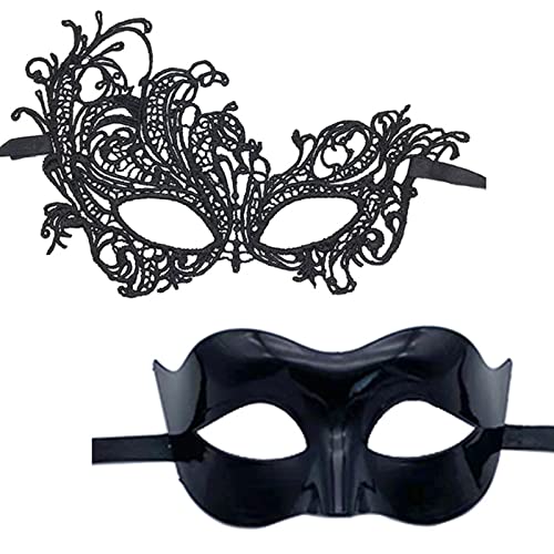 2 Stück Maskerade Maske Halbgesichtsmaske Spitze Augenmaske Halloween Party Maske Karneval Maske Maske für Frauen Männer 2 Stück Frauen Maske Männer Halloween Party Maske Maskerade Maske Spitze von Exingk