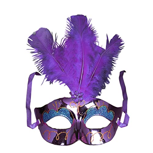 Dame Maskerade Party Tanzkostüm Halloween Halbgesichtsmaske Dekorationen Halloween Maske Feder Blume Augenmaske Federmaske Halbgesichtsmaske Karneval Maske Frauen Halloween Maske für Erwachsene von Exingk