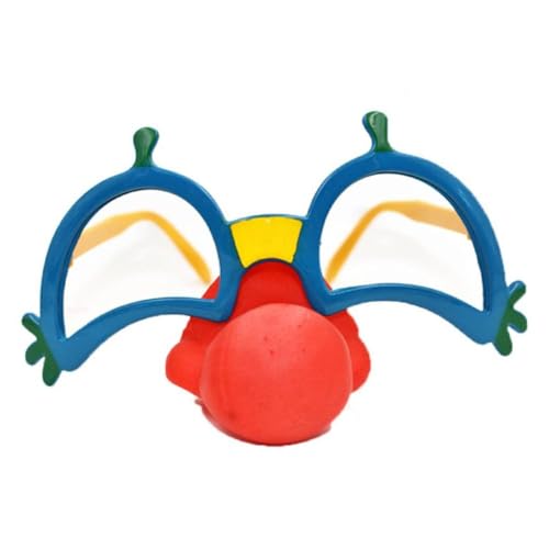 Exingk Clown-Brille mit weicher roter Nase, für Halloween, Cosplay, Kostüm, Zubehör, Party, Clown Eyewear Exingk Clown-Brille mit weicher roter Nase, für Halloween, Cosplay, Kostüm, Zubehör, Party, Clown Eyewear von Exingk