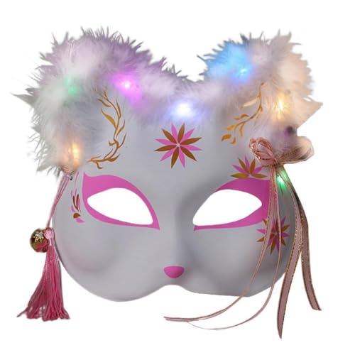 Fuchsmaske Leuchtende Maskerade Maske Halbgesichtsmaske Halloween Party Maske Abend Abschlussball Maske Japanische Cosplay Maske Japanische Cosplay Maske Halloween Party Maske Maskerade Maske von Exingk