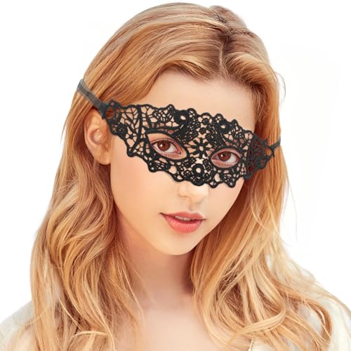 Elastische Spitzen-Maske, passend für Erwachsene, weiches, sanftes Material, speziell für Kostüme, Mottopartys. - Schwarz - X-Large von Exlinonline