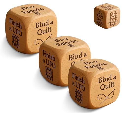 Quilter’s Dice Handmade Wooden Quilter’s Decision Dice with 6 Engraved Quilting Tasks, Novelty Quilt Guild Gifts, Fun Sewing Gift Sewists & Craft Lovers, Christmas Valentine’s Day(3pcs) von Explcior
