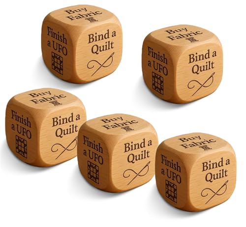 Quilter’s Dice Handmade Wooden Quilter’s Decision Dice with 6 Engraved Quilting Tasks, Novelty Quilt Guild Gifts, Fun Sewing Gift Sewists & Craft Lovers, Christmas Valentine’s Day(5pcs) von Explcior
