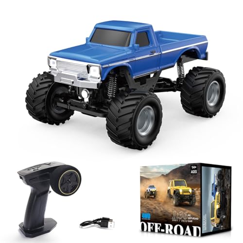 ExploTex 1/36 2.4G 4WD RC-Offroad-Modellauto, Realistische LED-Beleuchtung Und Lange Akkulaufzeit, EIN Großartiges Geschenk für Kinder, Liebhaber Oder Sammler(RTR-Version) von ExploTex