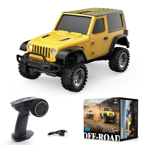 ExploTex 1/36 2.4G 4WD RC-Offroad-Modellauto, Realistische LED-Beleuchtung Und Lange Akkulaufzeit, EIN Großartiges Geschenk für Kinder, Liebhaber Oder Sammler(RTR-Version) von ExploTex