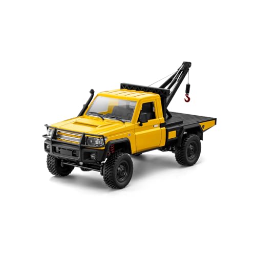 ExploTex 1:12 Maßstab RC Crawler Car – 2,4G Vollproportionales 4WD RC Auto Mit Funktionierendem Kran, Hebbarem Haken, 2-Gang – Geschenk Für Technikbegeisterte (RTR/Gelb) von ExploTex