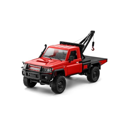 ExploTex 1:12 Maßstab RC Crawler Car – 2,4G Vollproportionales 4WD RC Auto Mit Funktionierendem Kran, Hebbarem Haken, 2-Gang – Geschenk Für Technikbegeisterte (RTR/Rot) von ExploTex