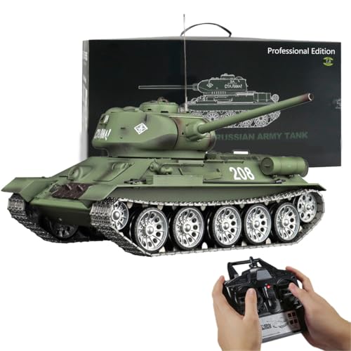 ExploTex 1:16 Sowjetischer T-34 Mittlerer RC-Panzer, 2,4G RC Militärpanzer-Modell mit Sound- Und Raucheffekt, EIN Ausgezeichnetes Geschenk für Wichtige Feiertage Wie Weihnachten von ExploTex