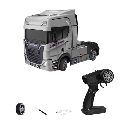 ExploTex 1:43 RC-Drift-Sattelzug, 2.4G Mini-Drift-Sattelzug mit Gyroskop, Verkehrskegeln und Drift-Reifen, geeignet für RC-Hobbyisten und Sammler von ExploTex