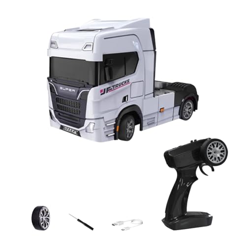 ExploTex 1:43 RC-Drift-Sattelzug, 2.4G Mini-Drift-Sattelzug mit Gyroskop, Verkehrskegeln und Drift-Reifen, geeignet für RC-Hobbyisten und Sammler von ExploTex