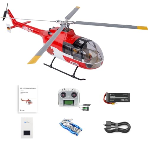 ExploTex FLYWING BO105 470-Klasse RC-Militärhubschraubermodell, 2,4G 6 Kanäle, Schnell Abnehmbare Propeller, Hubschraubermodell mit H1-Flugsteuerung, GPS-Positionierung (RTF-Version) von ExploTex
