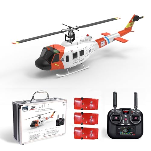 ExploTex WOLFBUSH×YU Xiang F07S UH-1 Huey 1:34 RC-Hubschrauber, 2.4G 6CH Bürstenloser Direktantrieb, 6G Flybarless Hubschraubermodell mit GPS, Einstellbarer Gashebel für Links- Und Rechtshänder (RTF) von ExploTex