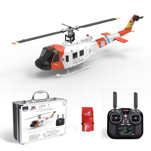 ExploTex WOLFBUSH×YU Xiang F07S UH-1 Huey 1:34 RC-Hubschrauber, 2.4G 6CH Bürstenloser Direktantrieb, 6G Flybarless Hubschraubermodell mit GPS, Einstellbarer Gashebel für Links- Und Rechtshänder (RTF) von ExploTex