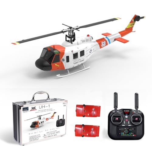 ExploTex WOLFBUSH×YU Xiang F07S UH-1 Huey 1:34 RC-Hubschrauber, 2.4G 6CH Bürstenloser Direktantrieb, 6G Flybarless Hubschraubermodell mit GPS, Einstellbarer Gashebel für Links- Und Rechtshänder (RTF) von ExploTex