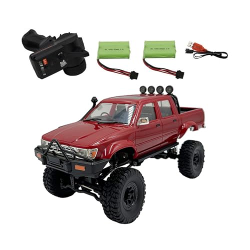 ExploTex WPL C64-1 1:16 Maßstab 4WD RC Pickup Offroad-Crawler, Rotes Ferngesteuertes Auto, Ausgestattet mit Zwei Batterien, Autoliebhaber von ExploTex