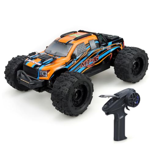 ExploTex ZD Racing MT-16 1/16 Maßstab Brushless RC Truck, Kompatibel mit 3S-Akkus, Hochgeschwindigkeits-Fernbedienungsfahrzeuge für Jugendliche Und Erwachsene（Orange） von ExploTex