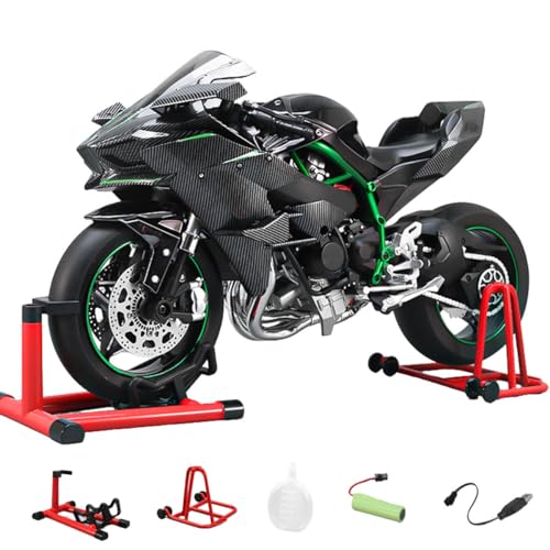 Motorradmodell Im Maßstab 1:6 Aus Legierung, Simulationsmotorrad Mit Zündsystem Rauchspray (Carbonfaser-Optik), Sammlerstück, Metallnachbau Eines Dirtbikes,Geschenk Für Erwachsene Rennsportbegeisterte von ExploTex