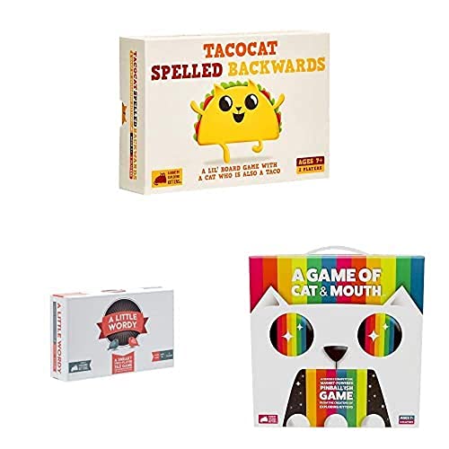 Two Player Bundle by Exploding Kittens - Tacocat Spelled Backwards, A Little Wordy, and A Game of Cat and Mouth - Two Player Card Games for Adults Teens & Kids von Exploding Kittens LLC