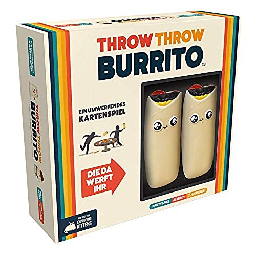 Exploding Kittens, Throw Throw Burrito (Auflage 2022), Partyspiel, Kartenspiel, 2-6 Spieler, Ab 7+ Jahren, 15+ Minuten, Deutsch von Asmodee