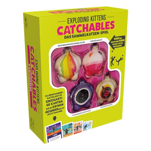 Exploding Kittens Catchables 4er-Pack – Lustige Wurfspiele zum Sammeln | Partyspiel, Reisespiel & Familienspiel für Kinder ab 8 Jahren und Erwachsene von Exploding Kittens