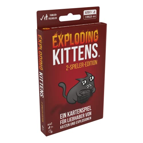 Exploding Kittens, Exploding Kittens 2-Spieler-Edition, Grundspiel, Partyspiel, Kartenspiel, 2 Spieler, Ab 7+ Jahren, 10+ Minuten, Deutsch von Asmodee