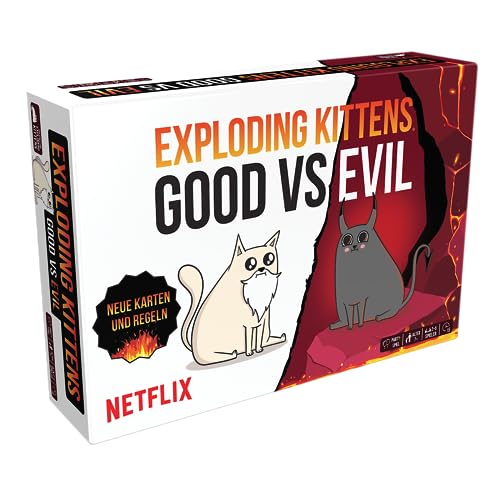 Exploding Kittens | Exploding Kittens – Good vs Evil | Partyspiel | Kartenspiel | 2-5 Spieler | Ab 7+ Jahren | 15 Minuten | Deutsch von Asmodee