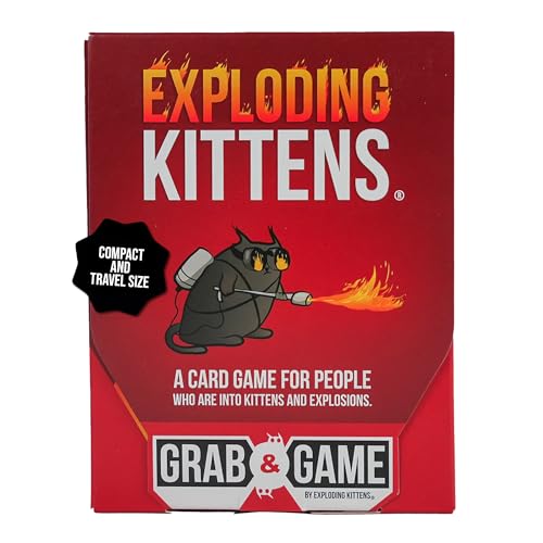 Exploding Kittens Grab & Game - Hilarious & Compact Card Game for Family and Travel - Easter Basket Stuffer - Easter Party Fun for Ages 7 and Up - 2-4 Players - 15 Minutes of Play von Exploding Kittens
