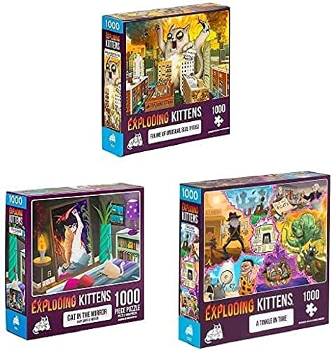 Exploding Kittens Jigsaw Puzzle Bundle | Art Selection with Cat In The Mirror Jigsaw Puzzle for Adults, Cat Puzzles for Family Fun & Game Night von Exploding Kittens