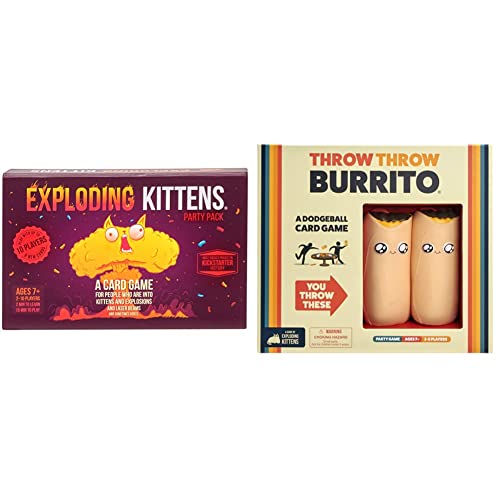 Exploding Kittens Party Pack by Card Games for Adults Teens & Kids - Fun Family Games - A Russian Roulette Card Game & Throw Throw Burrito Card Games for Adults Teens & Kids von Exploding Kittens