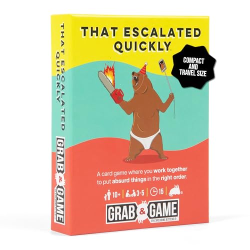 Exploding Kittens Schnell eskaliert: Schnappen und spielen Sie kompaktes Kartenspiel in Reisegröße für 3–5 Spieler – ab 10 Jahren – 15 Minuten zum Spielen – Partyspiel – Familienspielabend von Exploding Kittens