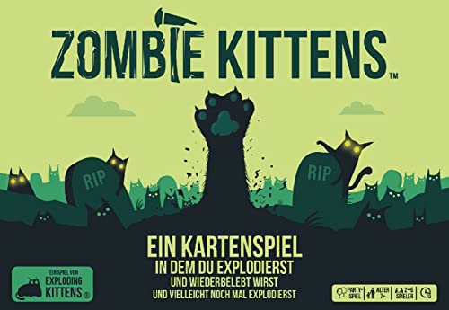 Exploding Kittens | Zombie Kittens | Partyspiel | Kartenspiel | 2-5 Spieler | Ab 7+ Jahren | 15 Minuten | Deutsch von Asmodee