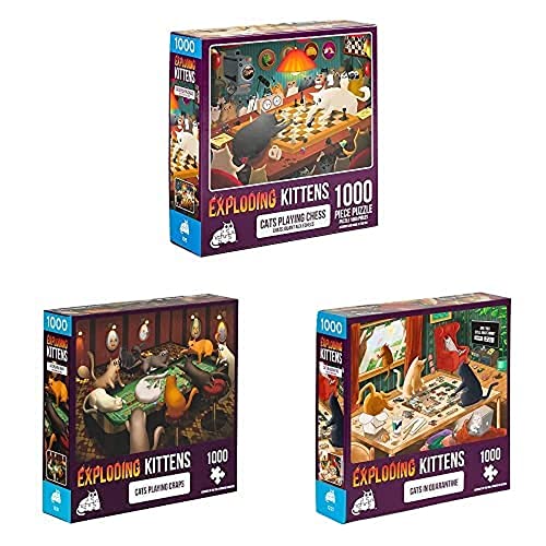 Exploding Kittens Jigsaw Puzzle Bundle | Art Selection with Cats Playing Chess Jigsaw Puzzle for Adults, Cat Puzzles for Family Fun & Game Night von Exploding Kittens