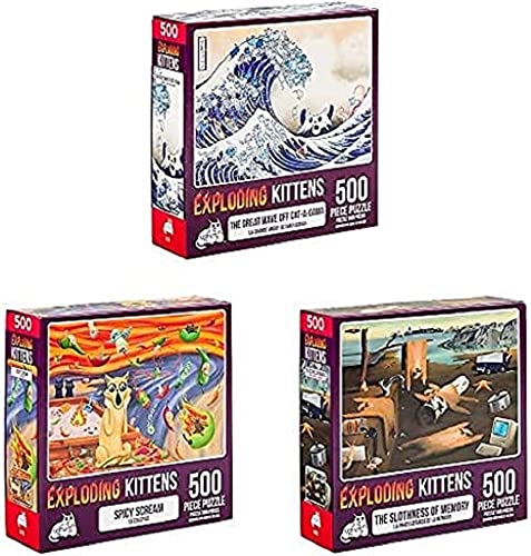 Exploding Kittens Jigsaw Puzzle Bundle | Art Selection with Slothness of Memory Jigsaw Puzzle for Adults, Cat Puzzles for Family Fun & Game Night von Exploding Kittens