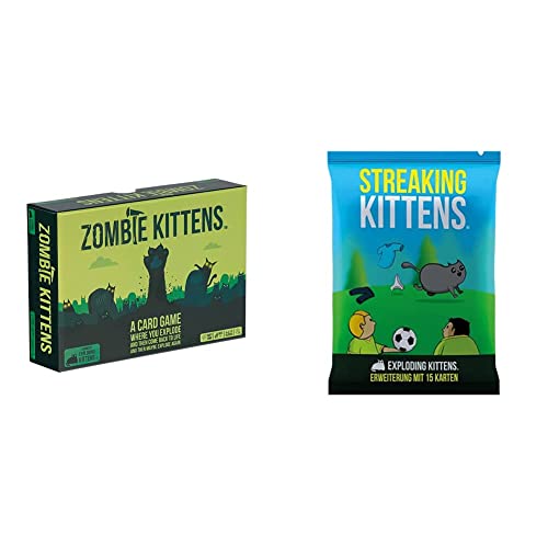 Exploding Kittens Zombie Kittens & Asmodee Streaking Kittens | Erweiterung | Partyspiel | Kartenspiel | 2-5 Spieler | Ab 7+ Jahren | 15+ Minuten Spielzeit | Deutsch von Exploding Kittens