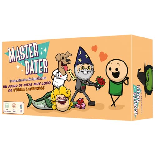 Explosm Master Dater, Kartenspiel für Partys, ab 14 Jahren, für 3 bis 6 Spieler, 20-40 Minuten pro Spiel, Spanisch von Explosm