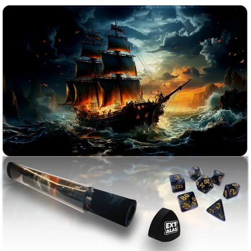 Extalas Führe intensive Kämpfe mit unserer rutschfesten MTG-Spielmatte – ideal für Magic: The Gathering Showdowns, enthält eine stilvolle Aufbewahrungsröhre und ein extra 7-Würfel-Set! (8, Spielmatte von Extalas