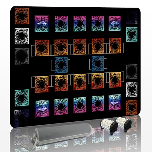 Extalas for Yugioh Playmat - Kompatibel mit Yu-Gi-Oh, TCG Playmat - Kostenlose Zähler & Aufbewahrungstasche, Dual Player Master Rule Duel Zones, Extra Große 2-Spieler-Kartenspielmatte (Basic) von Extalas
