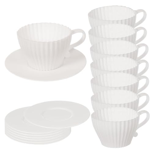 8 Set Silicon Backbecher mit Untertassen-Set, Wiederverwendbare Silikon-Cupcake-Liner Nicht-Stall-Ofen-Safe Cupcake-Liner für Party Weihnachten Geburtstag Nachmittagstee. von Eyccier