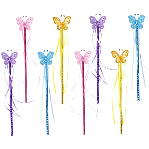 8 Stück Schmetterling Magie Fairy Zauberstab Prinzessin Glitzer Zauberstäbe mit Bändern für Mädchen für Mädchen Prinzessin Kostüm Requisiten Rollenspiel Kinder Magie Shows Cosplay Butterfly Part.. von Eyccier