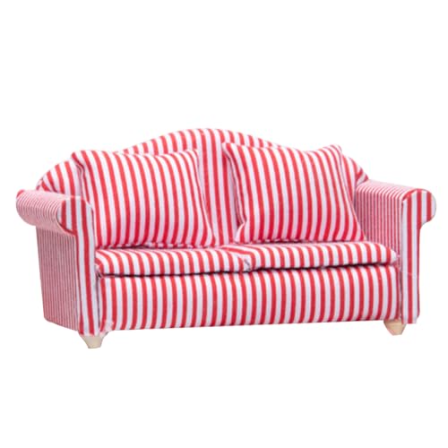 Eyccier Dollhouse Couch 2 Sitz 1:12 Miniatur -Couch Simulation Miniaturpuppenhaus Sofa mit Kissen DIY polierte dekorative Puppenhausmöbel, gestreift Eyccier Dollhouse Couch 2 Sitz 1:12 Miniatur -Couch Simulation Miniaturpuppenhaus Sofa mit Kissen DIY polierte dekorative Puppenhausmöbel, gestreift von Eyccier